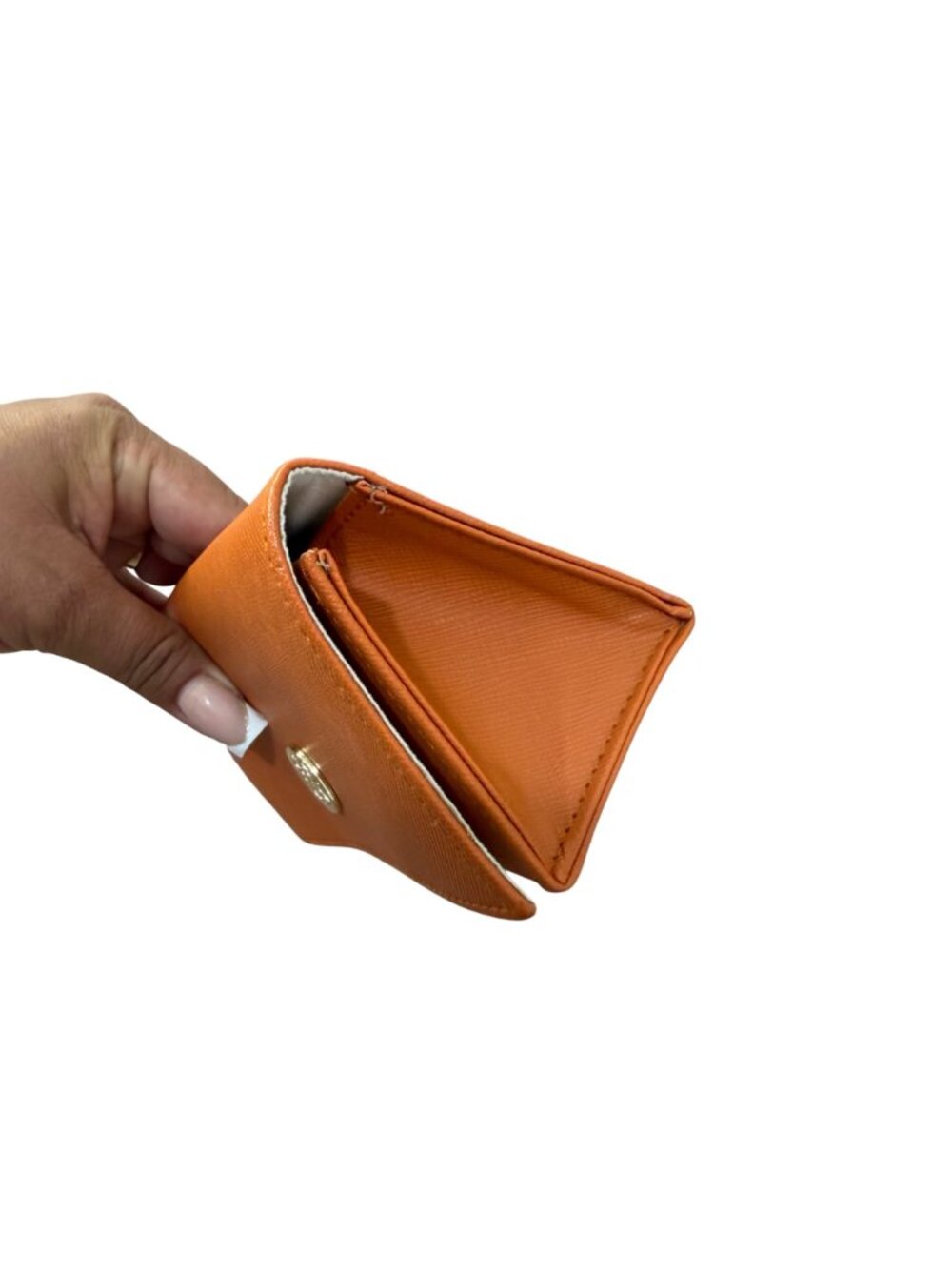 Tory Burch Orange Saffiano Leather Glasses Case With Gold Logo Accent - Picture 6 of 8
